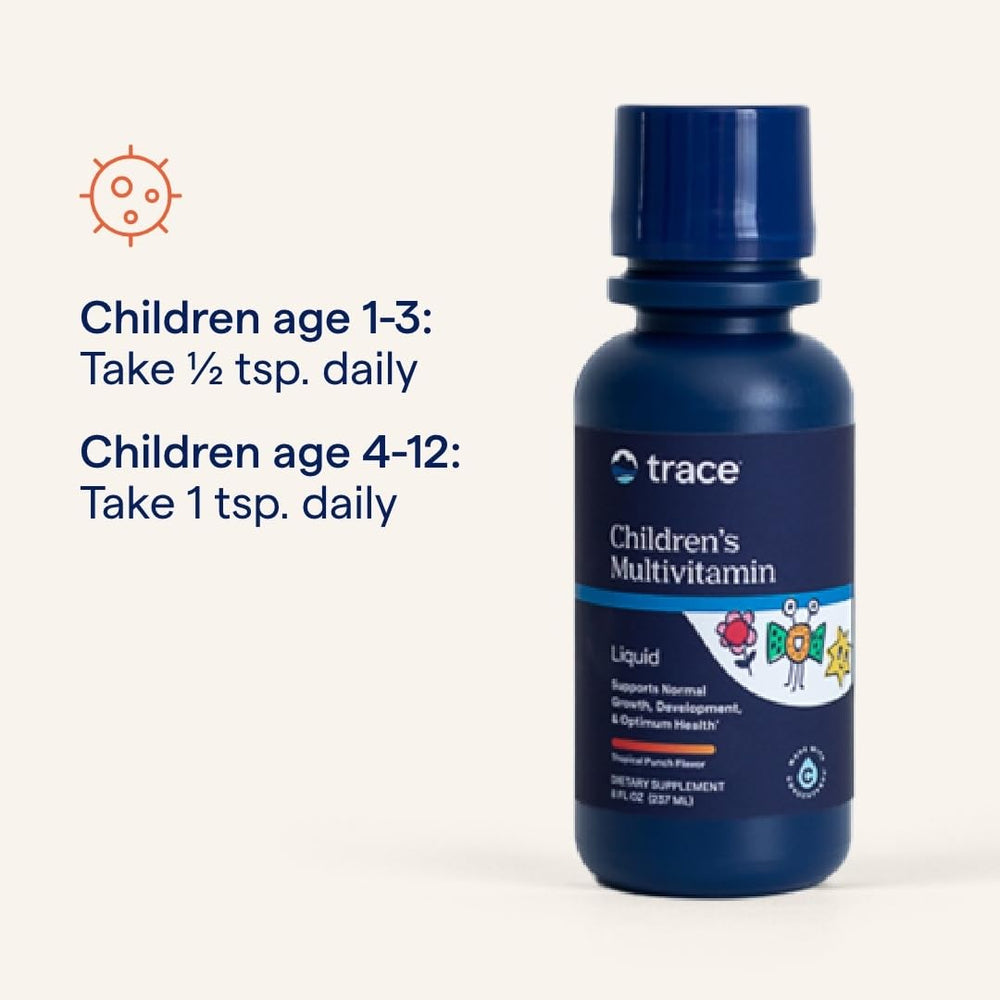 Child takes Trace Minerals liquid multivitamin during routine