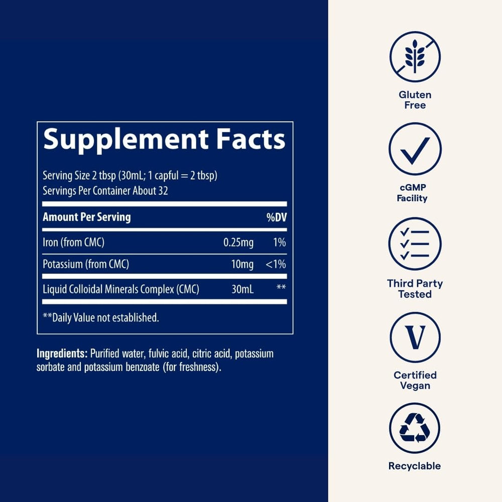 Trace Minerals Colloidal Minerals on kitchen shelf ready for everyday use