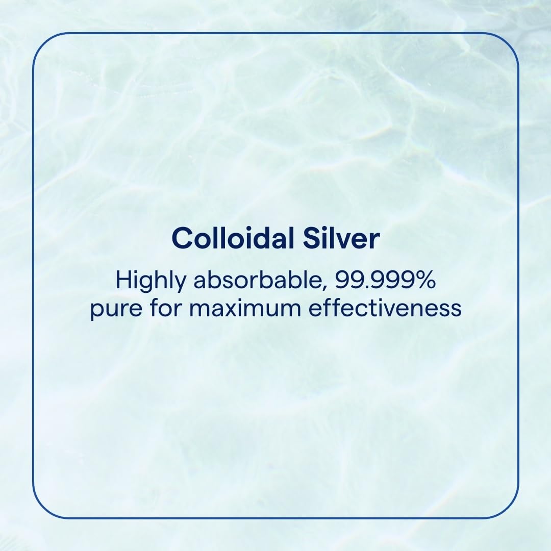 Trace Minerals Colloidal Silver drops pouring into a spoon for dosing
