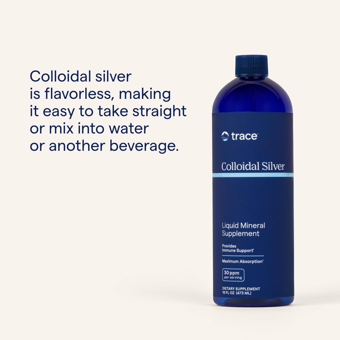 Trace Minerals Colloidal Silver label close-up showing purity note