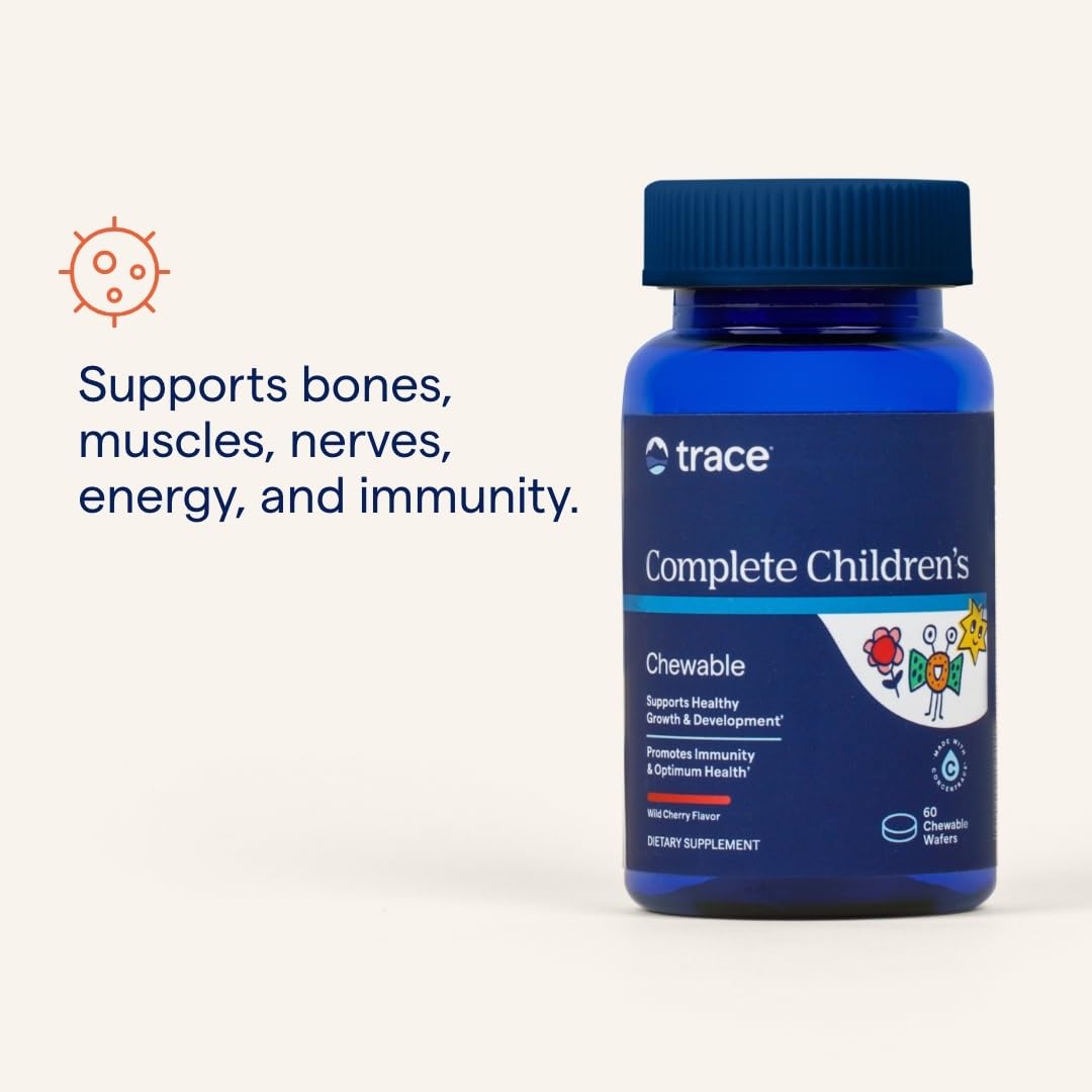 Trace Minerals Complete chewable dosage chart illustrates age-based serving guidance