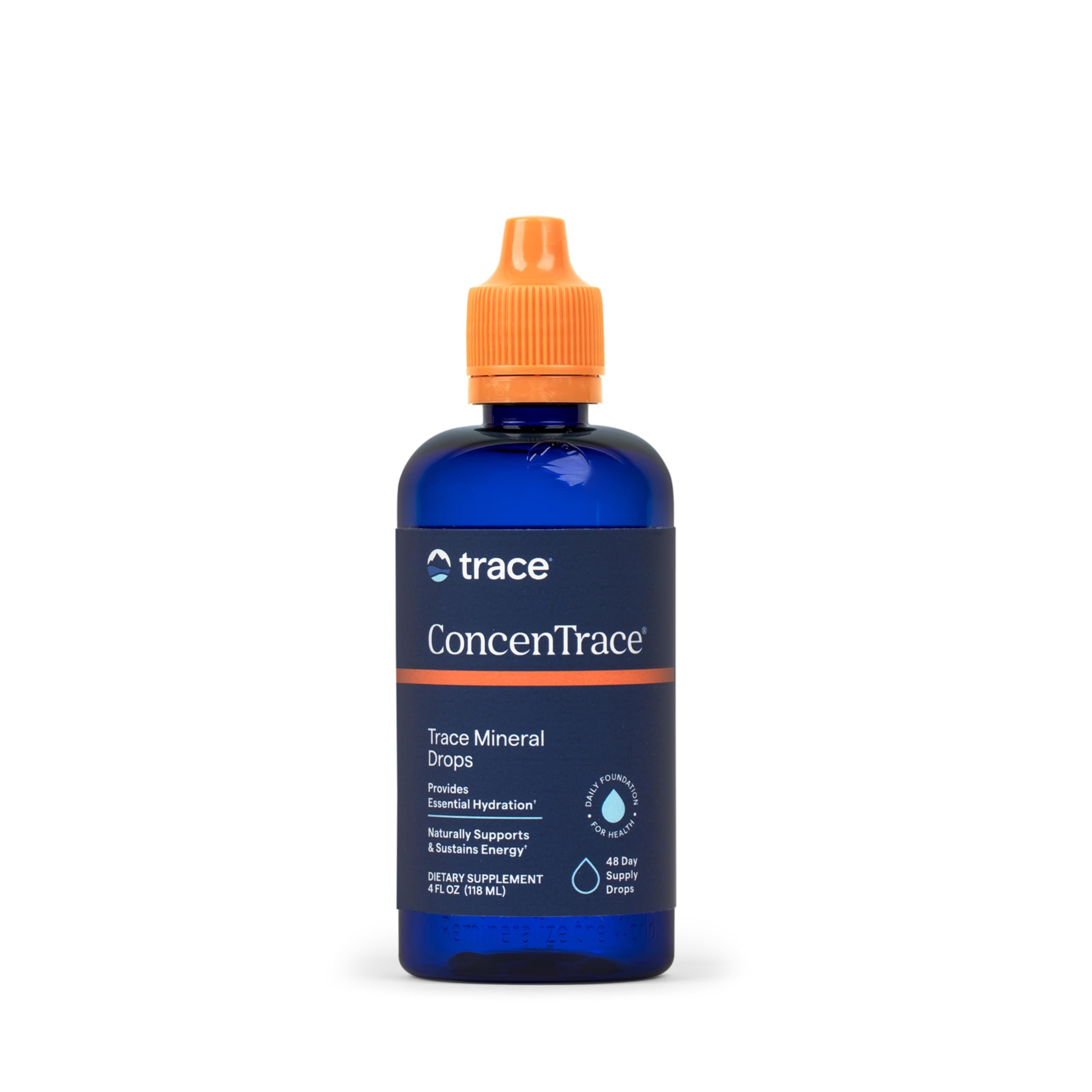 Trace Minerals ConcenTrace bottle with drops for daily mineral support.