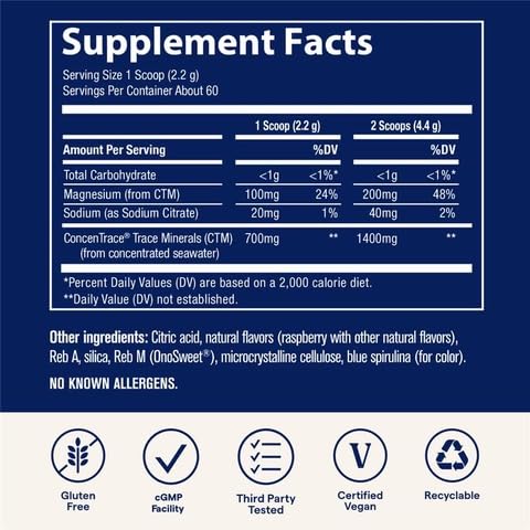 Trace Minerals ConcenTrace powder scoop demonstrates convenient daily mineral intake