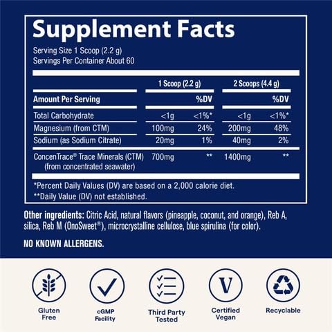 Scoop of Trace Minerals ConcenTrace powder for easy daily dosing