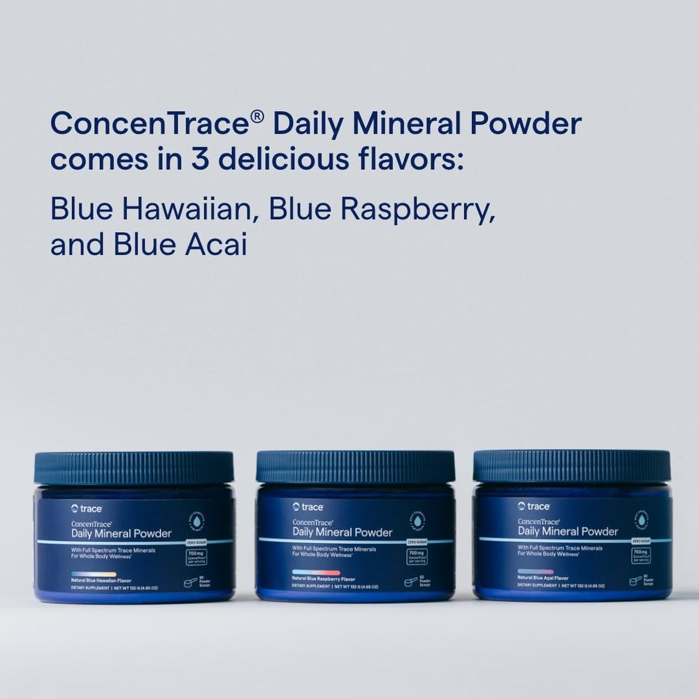 Trace Minerals ConcenTrace powder bottle on kitchen shelf for daily use