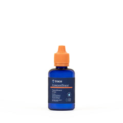 Trace Minerals ConcenTrace Drops bottle on shelf emphasizing 70+ minerals for hydration