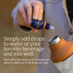 Glass with ConcenTrace Drops added to water for hydration