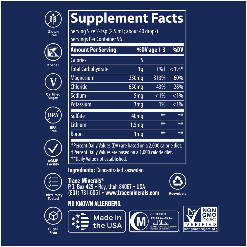 Trace Minerals ConcenTrace Drops magnesium included supports daily energy and hydration