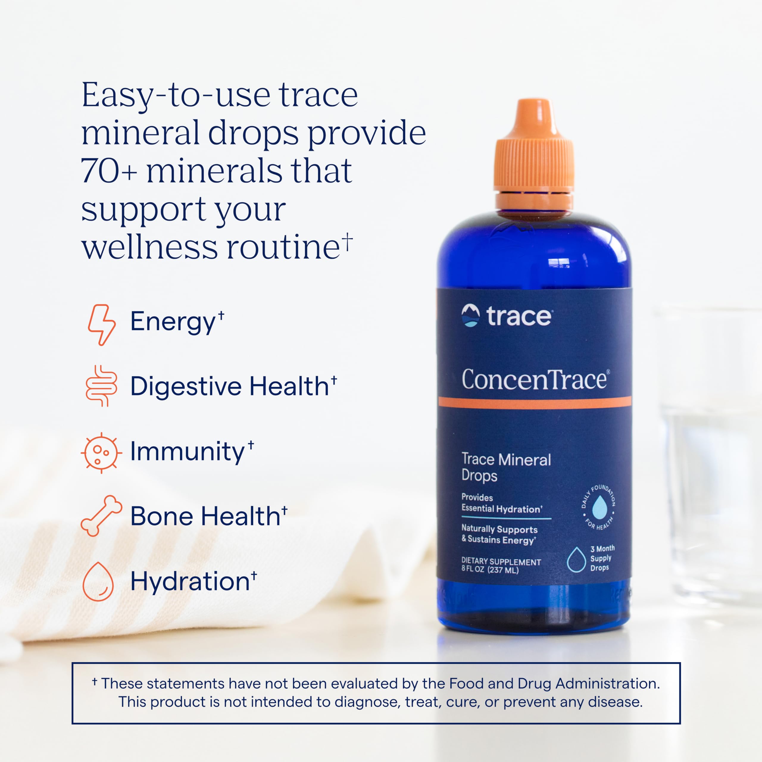 Trace Minerals ConcenTrace Drops pour showing easy remineralization in water
