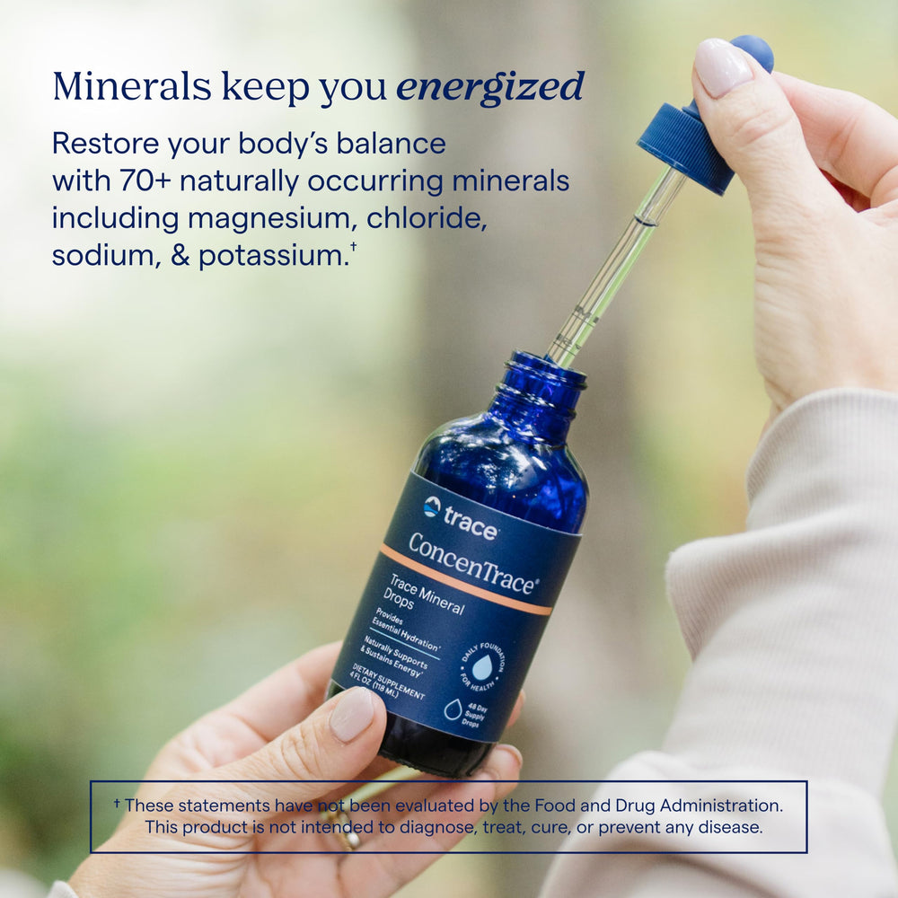 Packaging box of Trace Minerals ConcenTrace with clear labeling