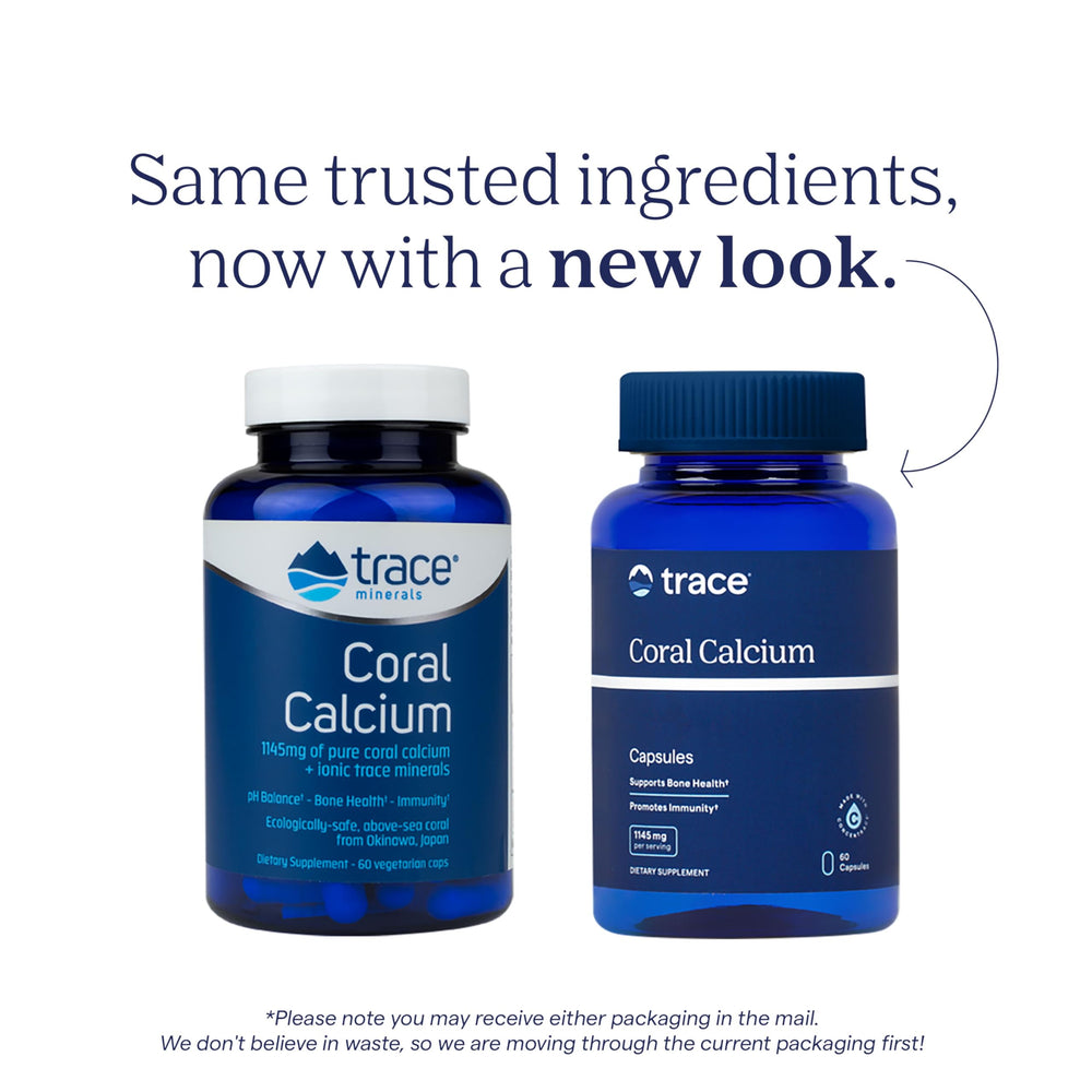 Trace Minerals Coral Calcium sustainability and US-sourced minerals message.