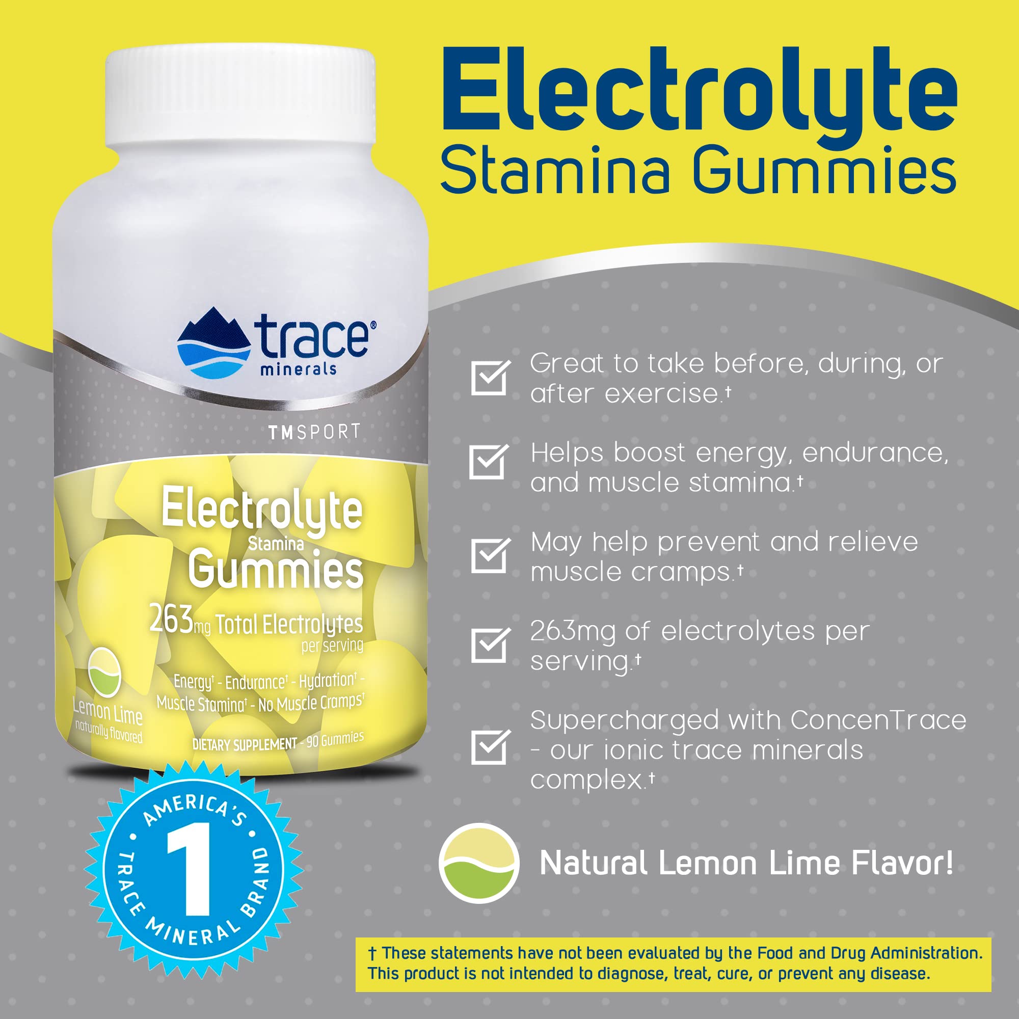 Trace Minerals Electrolyte Stamina Gummies serving illustrates easy daily energy balance.