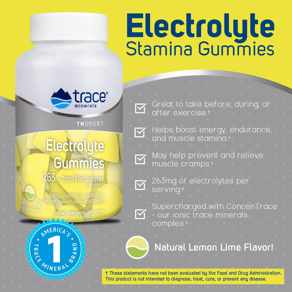 Trace Minerals Electrolyte Stamina Gummies serving illustrates easy daily energy balance.