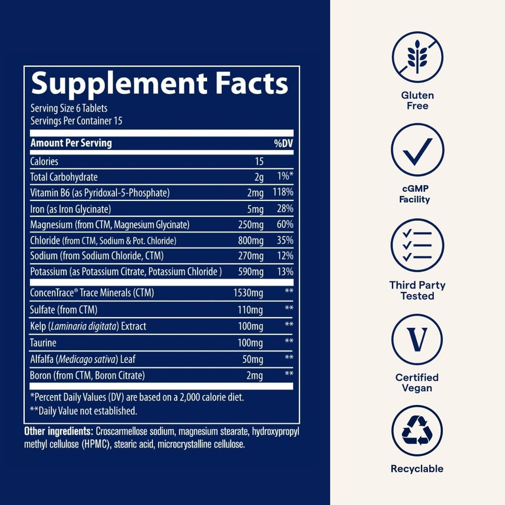 Trace Minerals Electrolyte Stamina packaging view emphasizing vegan gluten-free