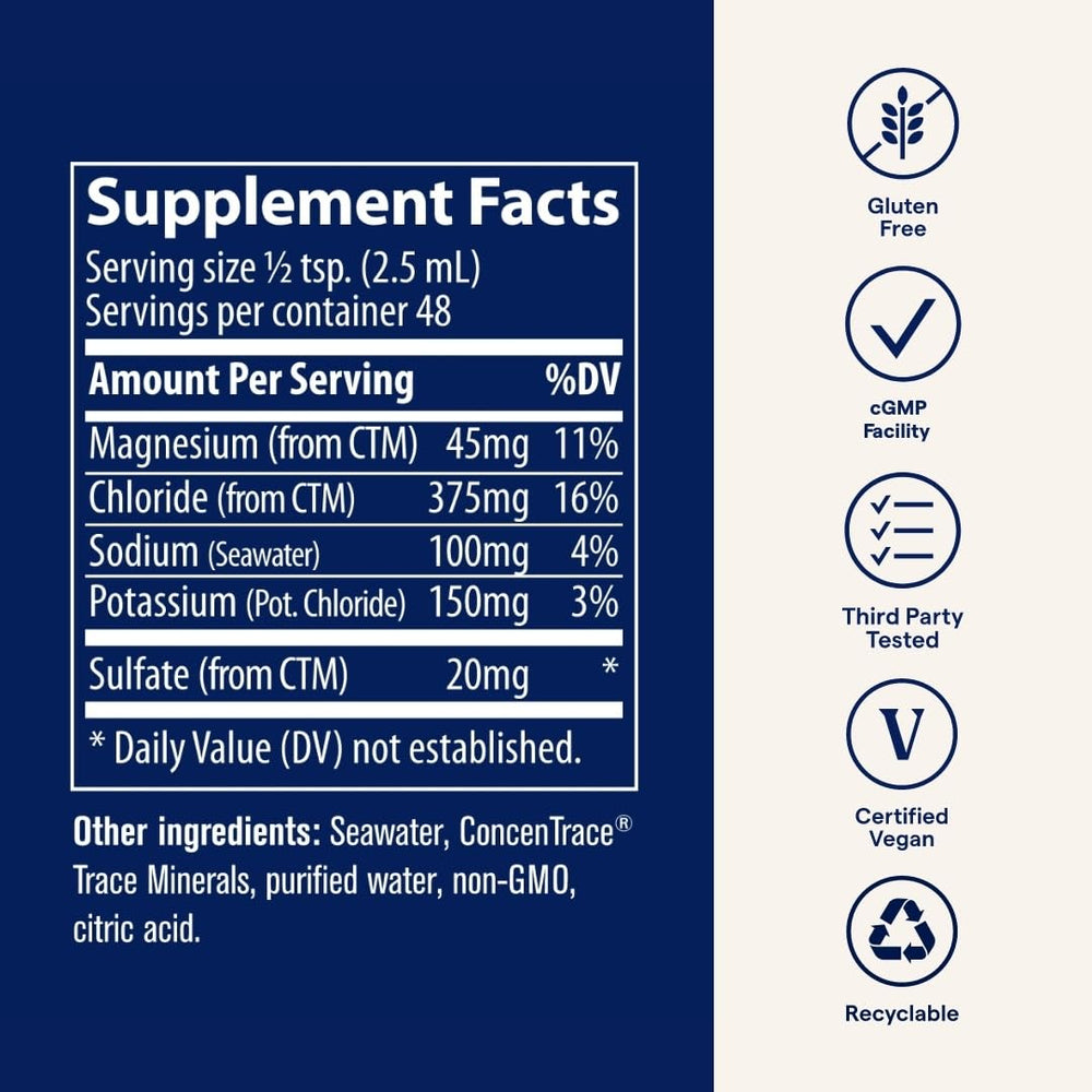 Trace Minerals Endure vegan label highlighting plant-based minerals