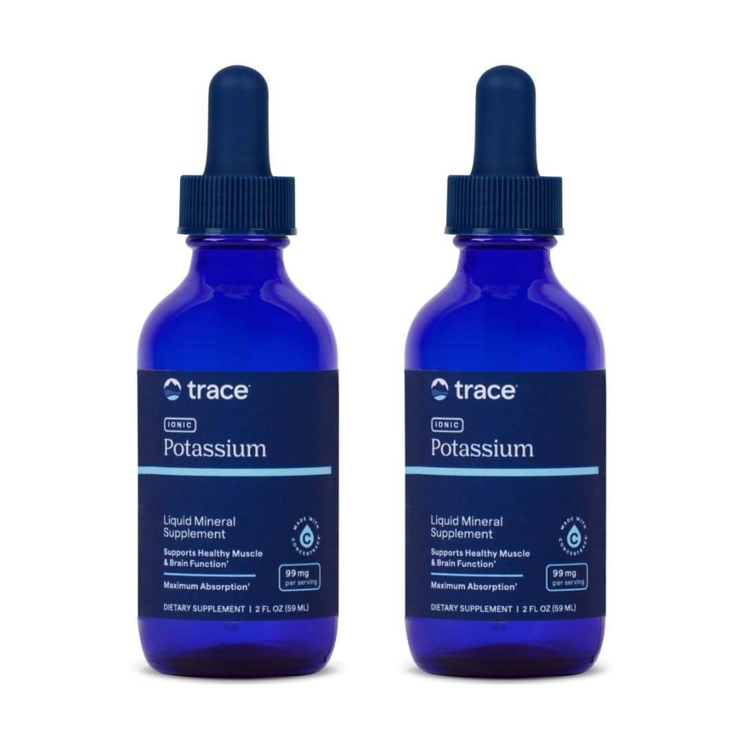 Trace Minerals Ionic Potassium bottle pour demonstrates easy absorption.