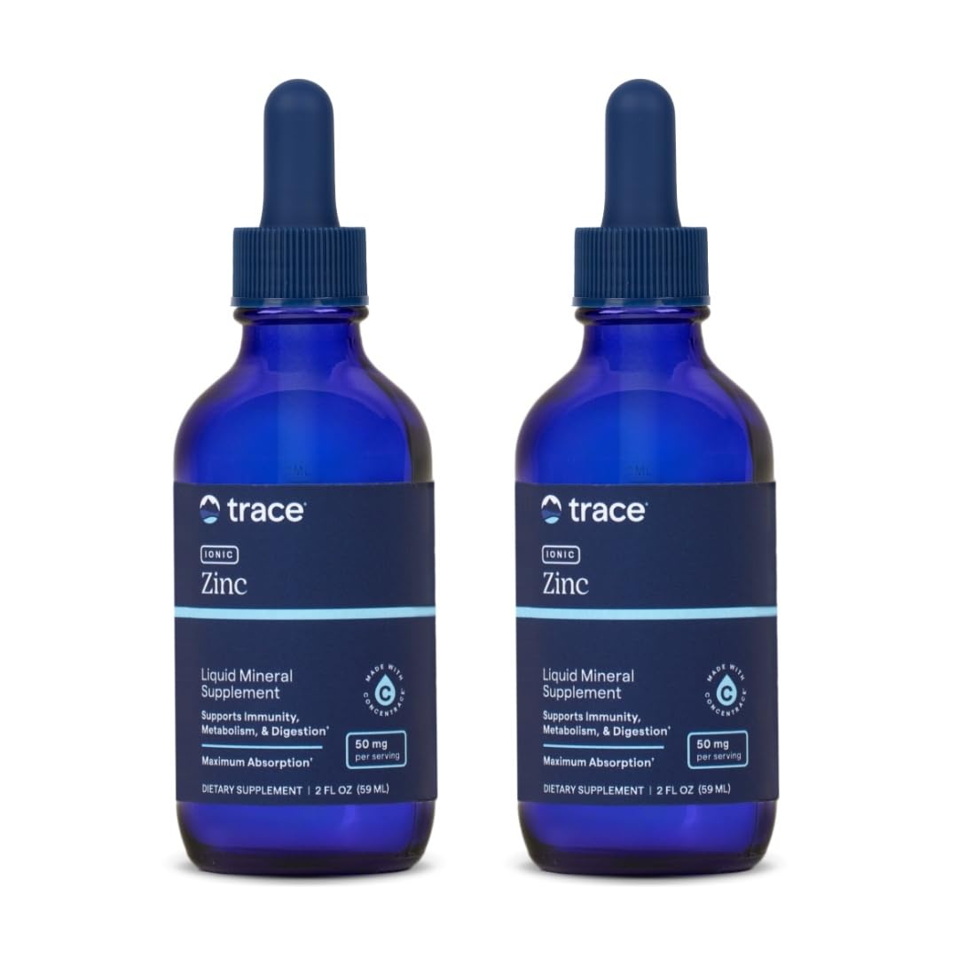 Trace Minerals Ionic Zinc Drops bottle featuring 70+ minerals for immune support.