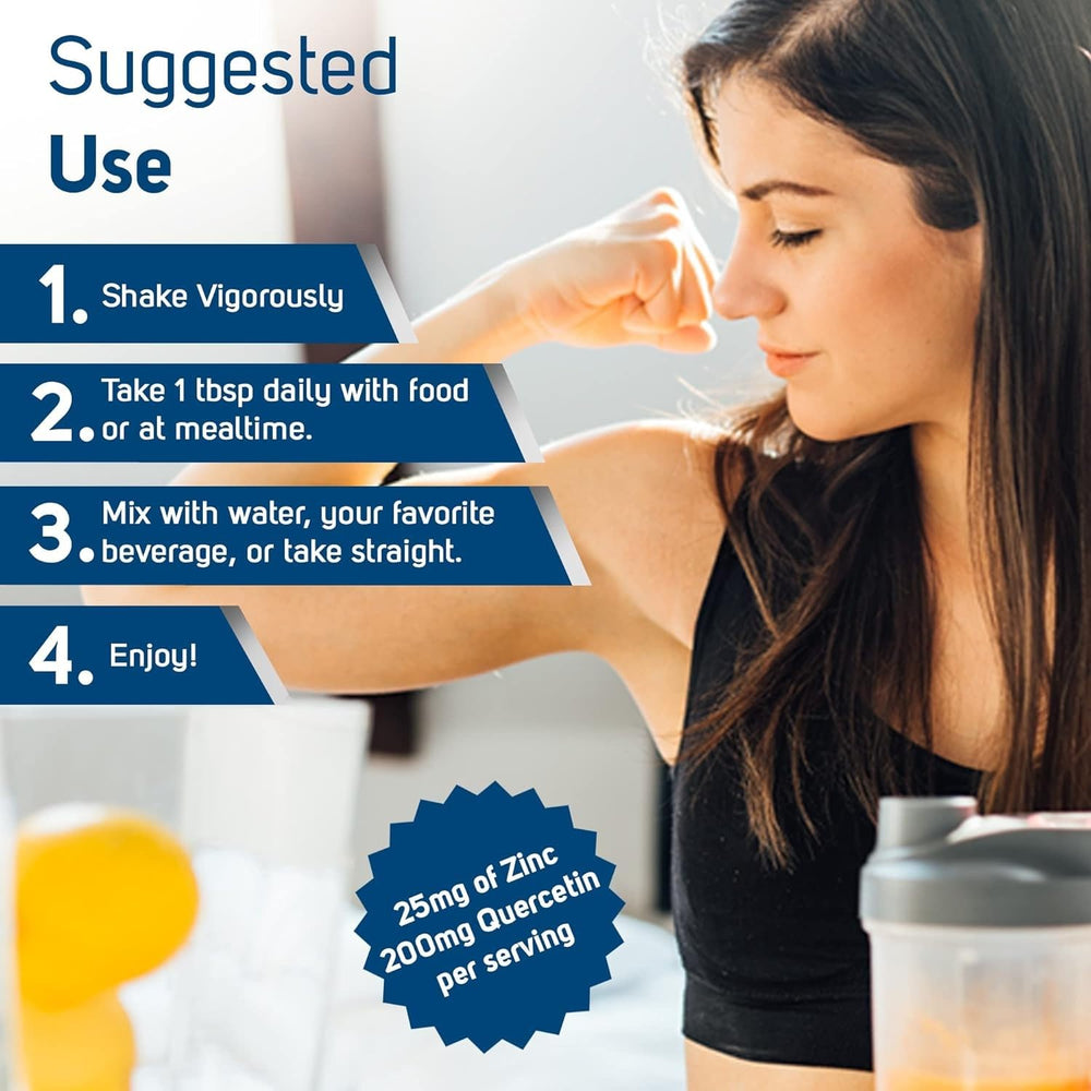 Trace Minerals Liquid Zinc Plus Quercetin ingredients panel emphasizing zinc and quercetin.