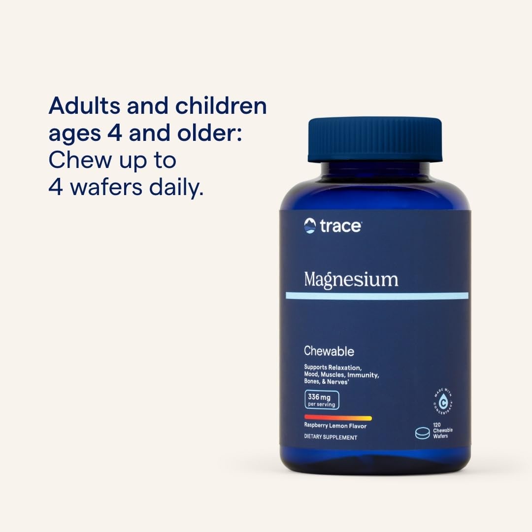 Trace Minerals Magnesium Chewables label highlights ConcenTrace minerals and 70+ minerals for balanced intake