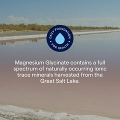 Glass of Trace Minerals Magnesium Glycinate liquid signals calm mindset.
