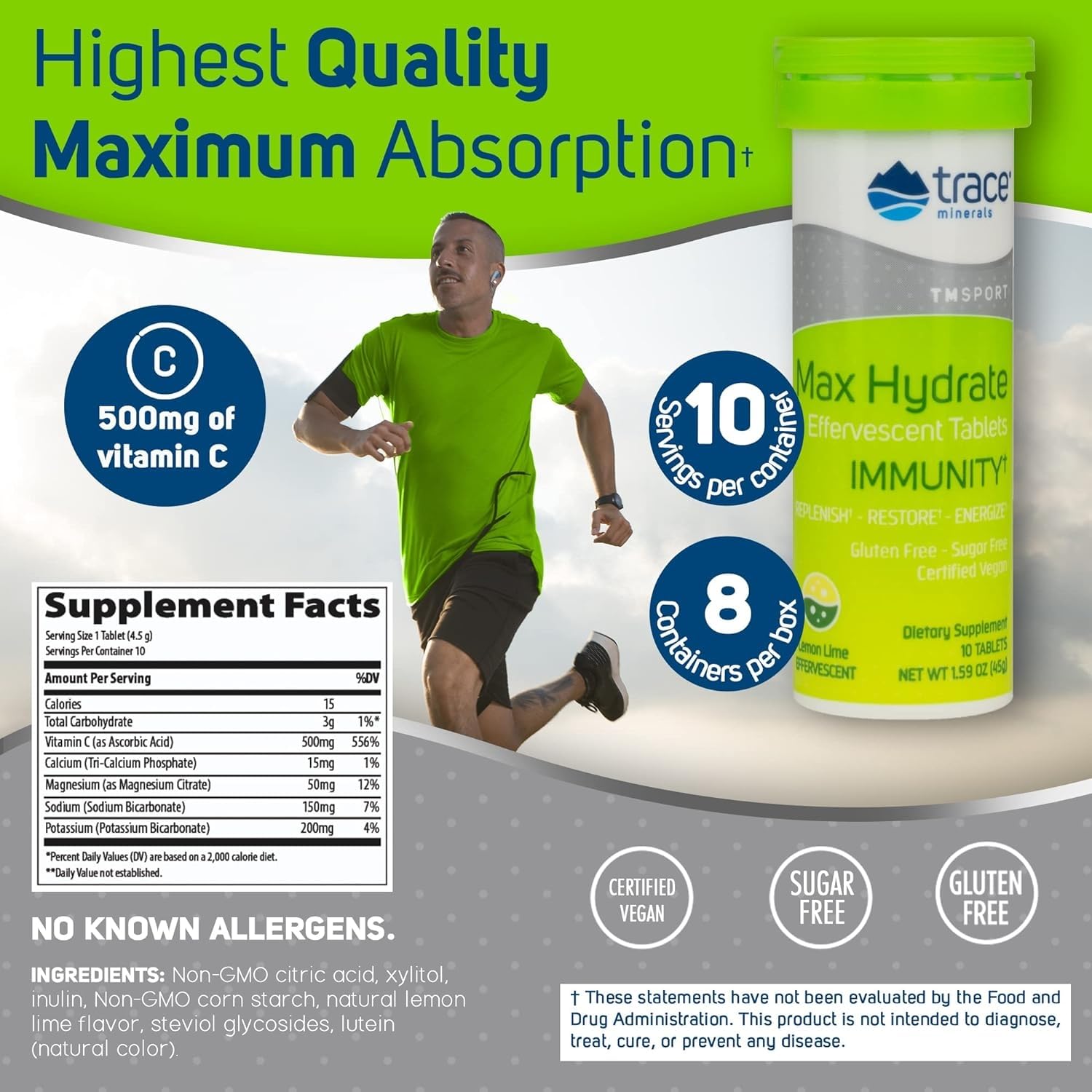 Glass of lemon-lime Max-Hydrate Immunity ready to hydrate during workouts.