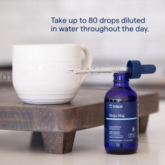 Trace Minerals Mega-Mag daily-dose image emphasizing near-0.8 tsp usage.