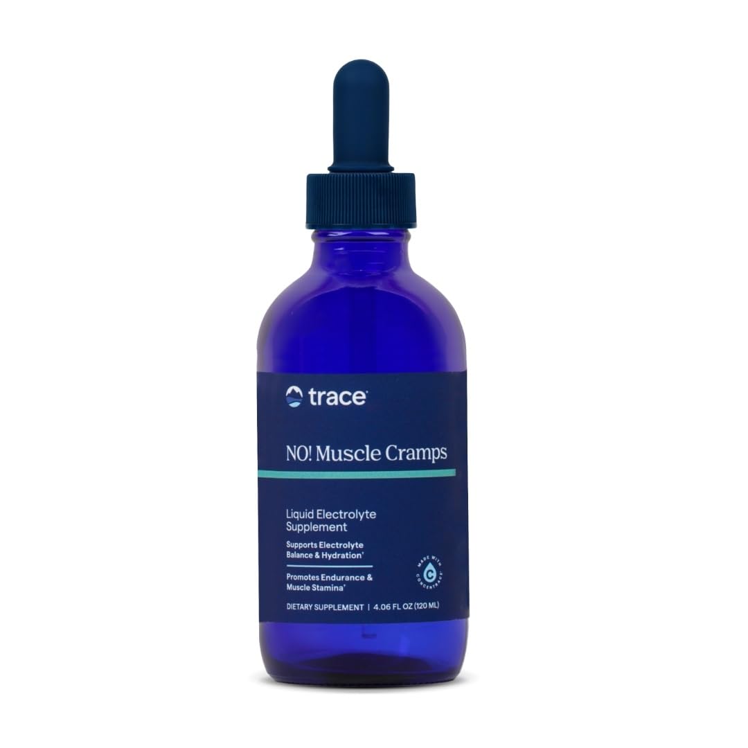 Trace Minerals NO! Muscle Cramps bottle front showing label for electrolyte support