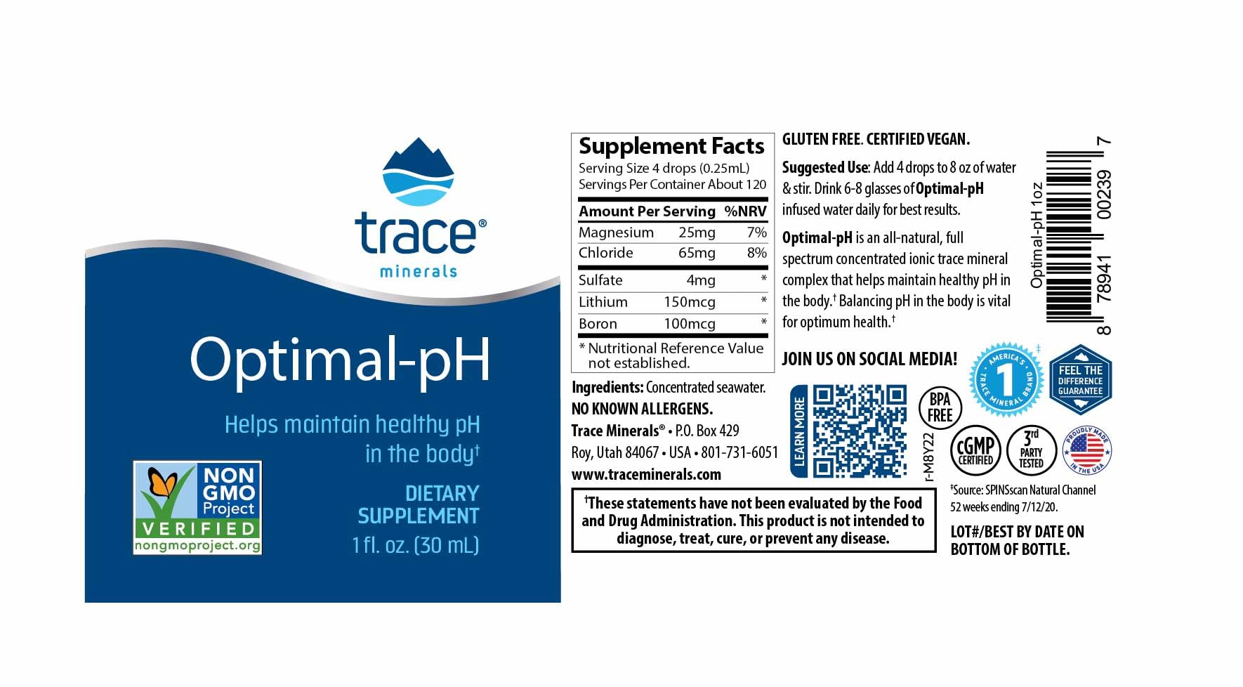 Usage guide showing 4 drops per 8 oz water