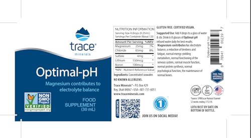 Trace Minerals Optimal pH drops with dropper for easy infusion