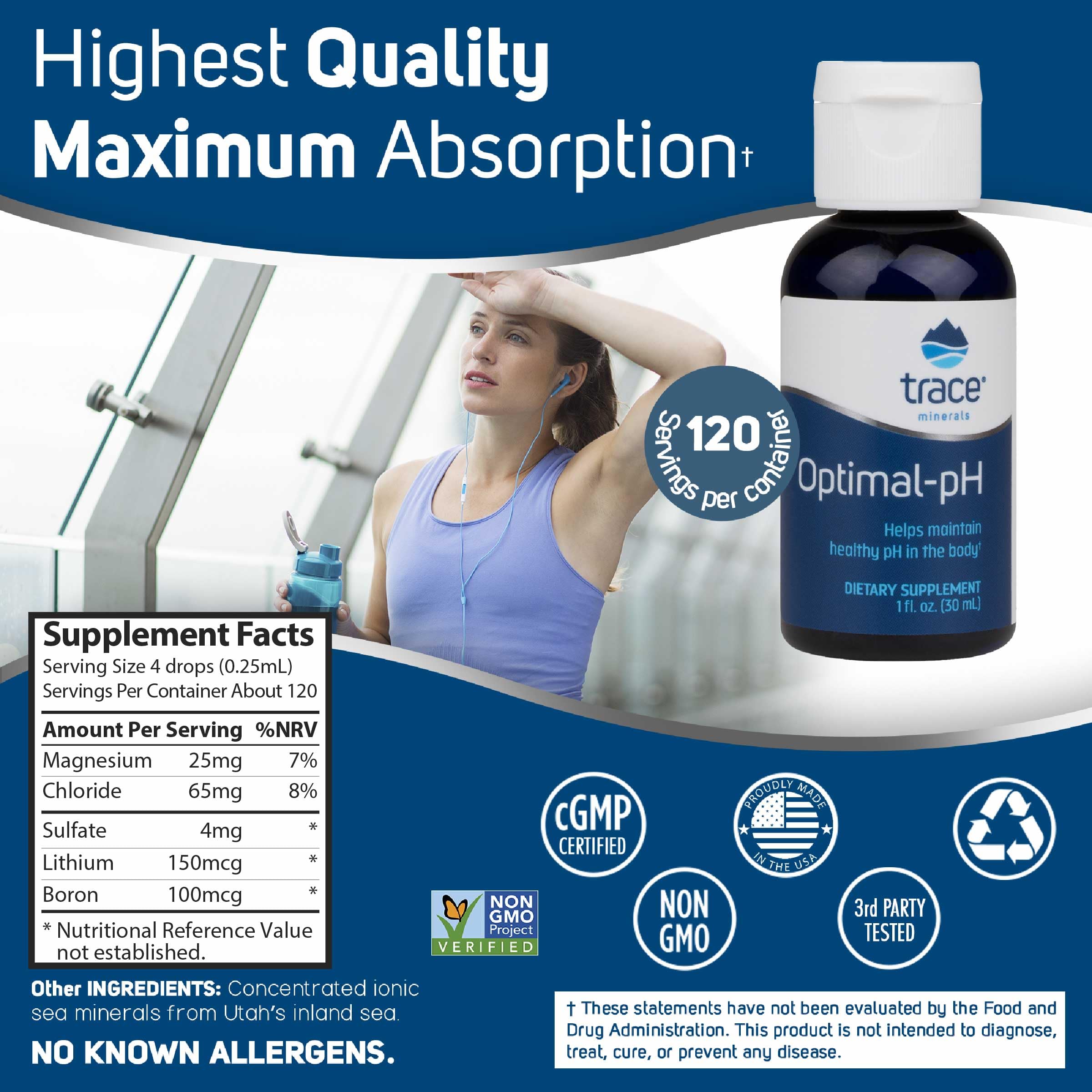 Clear glass showing pH-balanced hydration with Trace Minerals