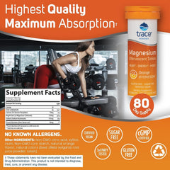 Trace Minerals magnesium effervescent orange drink in glass for a flavorful hydration moment.