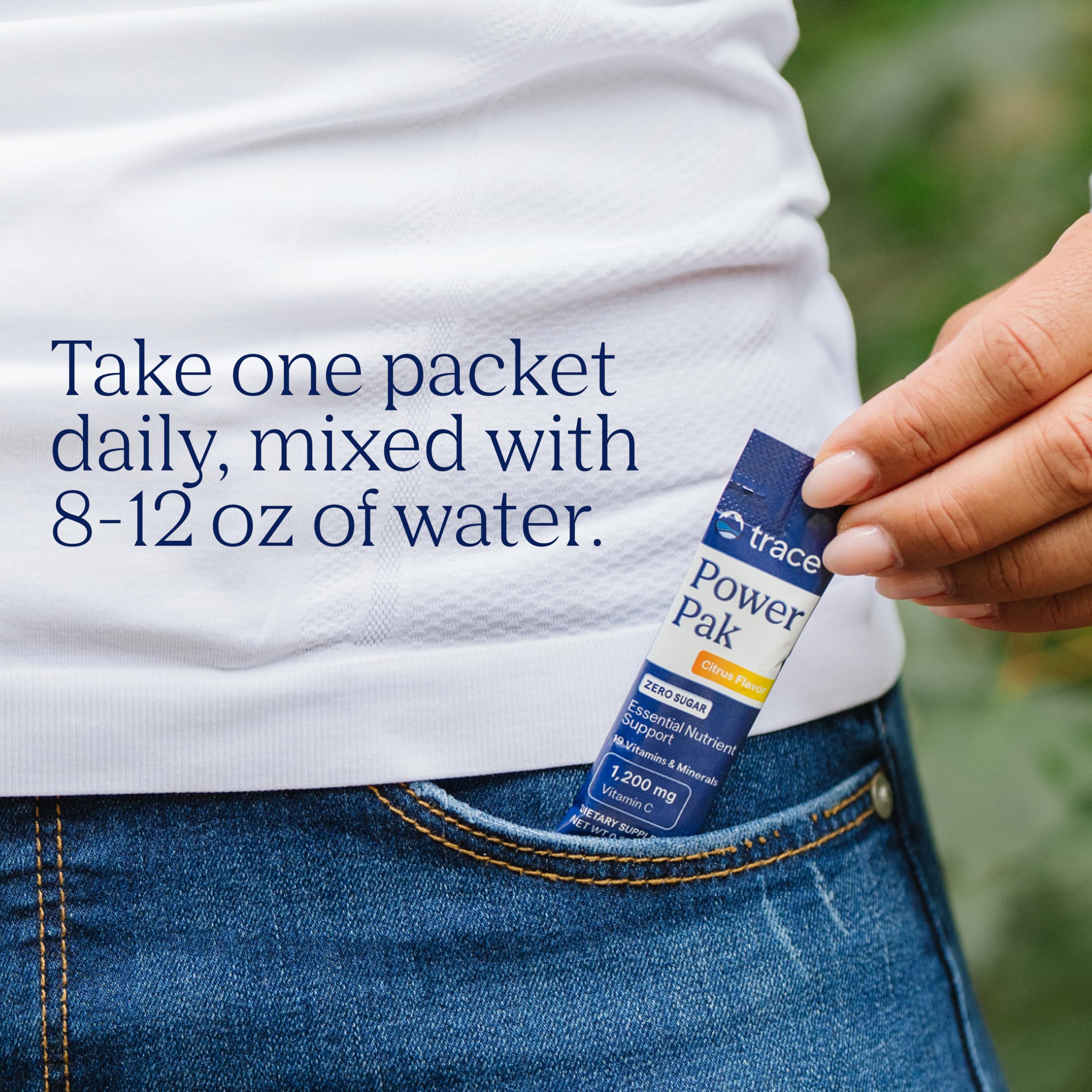 Trace Minerals Power Pak canister on shelf showcasing sugar-free citrus flavor options