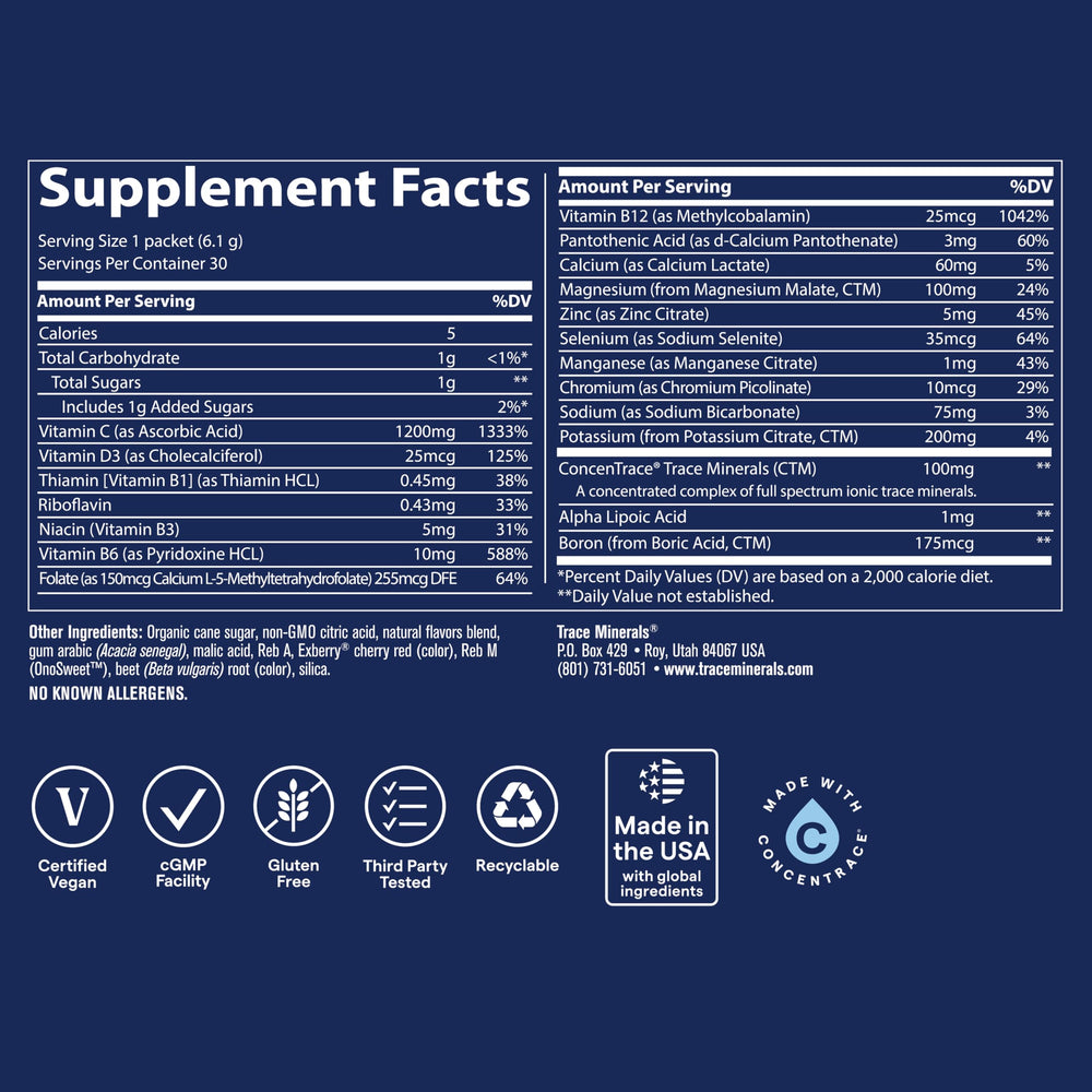 Trace Minerals Power Pak daily-use packet ready to mix anywhere