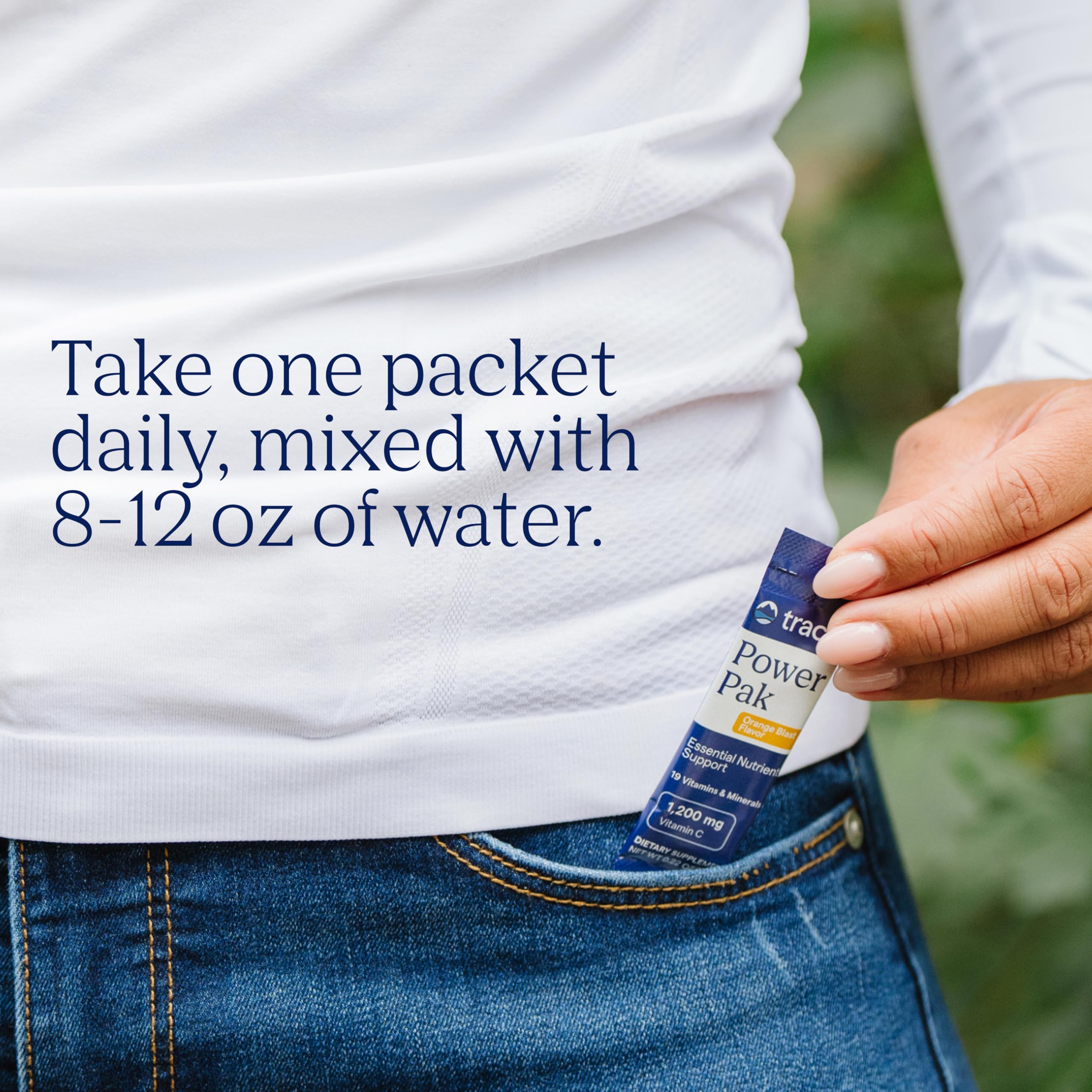 Trace Minerals Power Pak glass with prepared orange drink for hydration