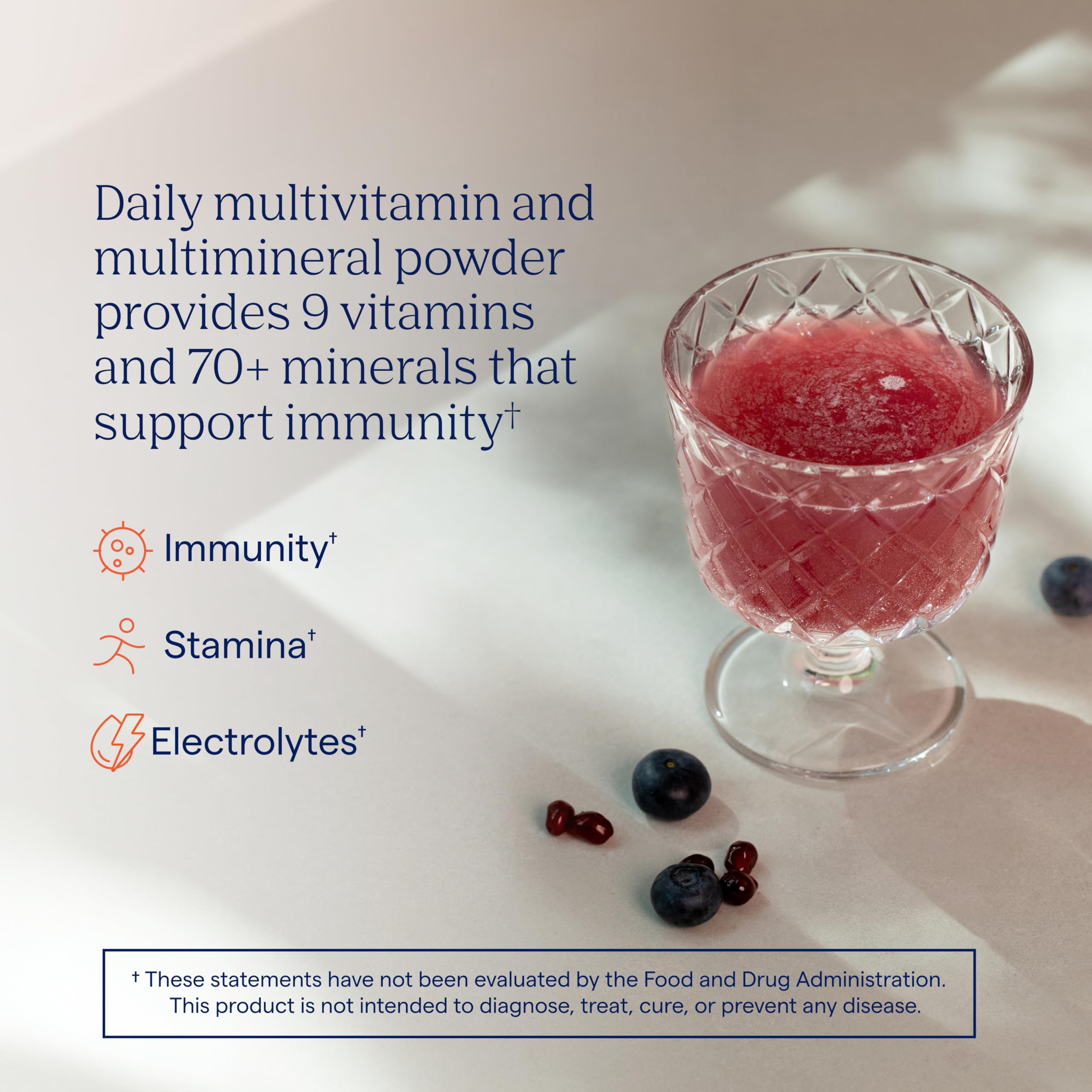 Trace Minerals Power Pak flavor pomegranate blueberry offers a refreshing daily drink.