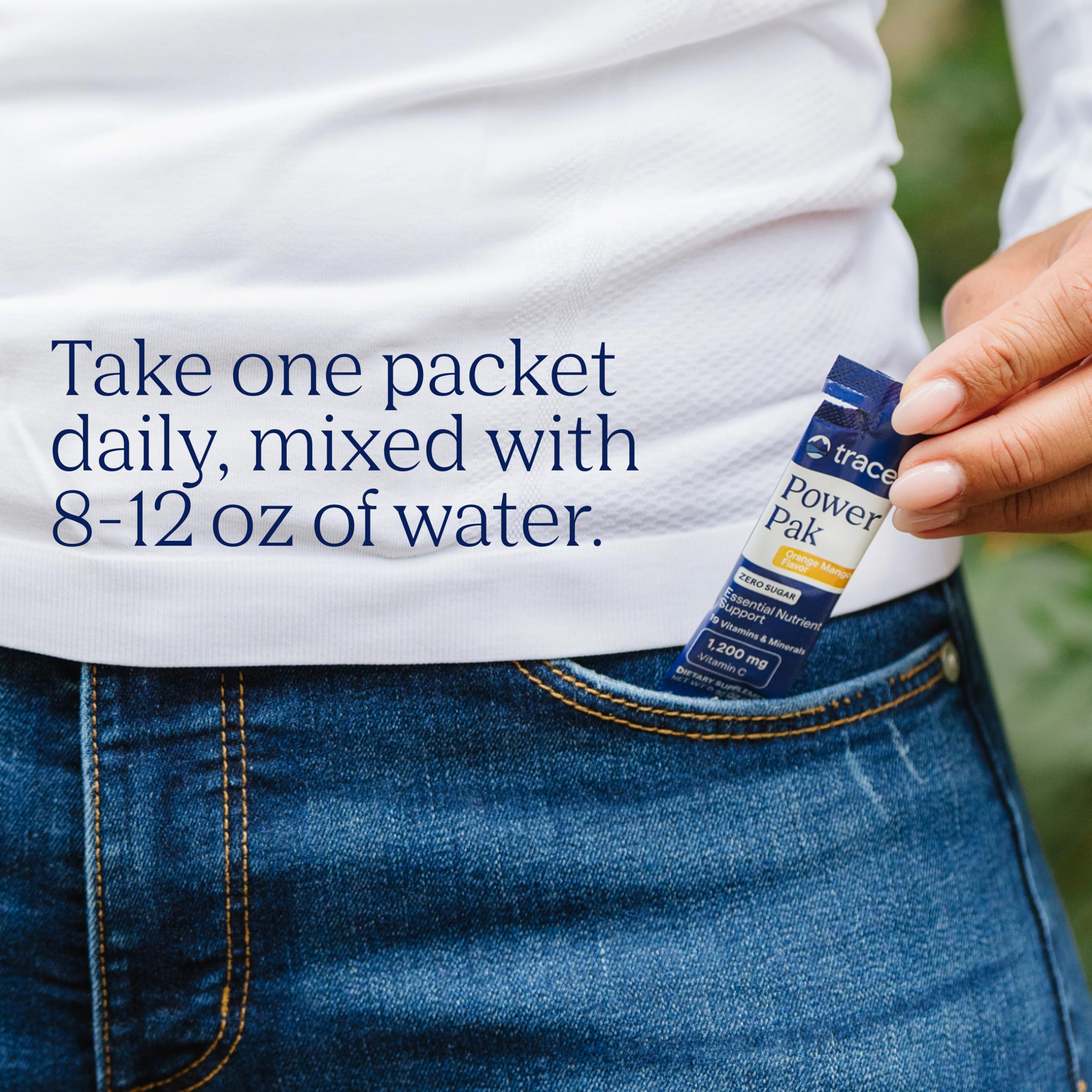 Trace Minerals Power Pak ingredient list image; full spectrum minerals and vitamin C support daily wellness.