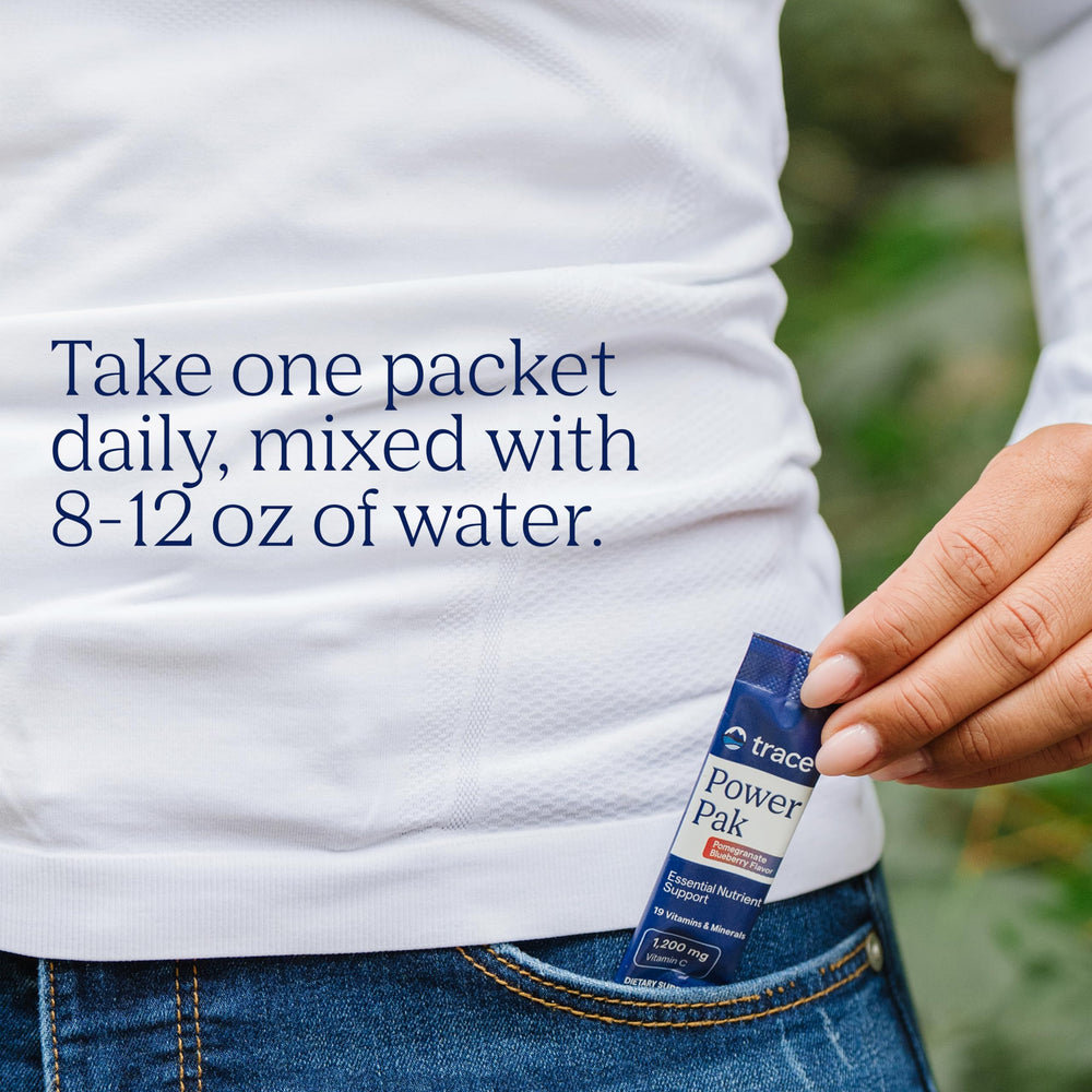 Trace Minerals Power Pak measuring scoop helps portion accurately.