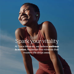 Trace Minerals Power Pak single-serving packet shown beside a glass.