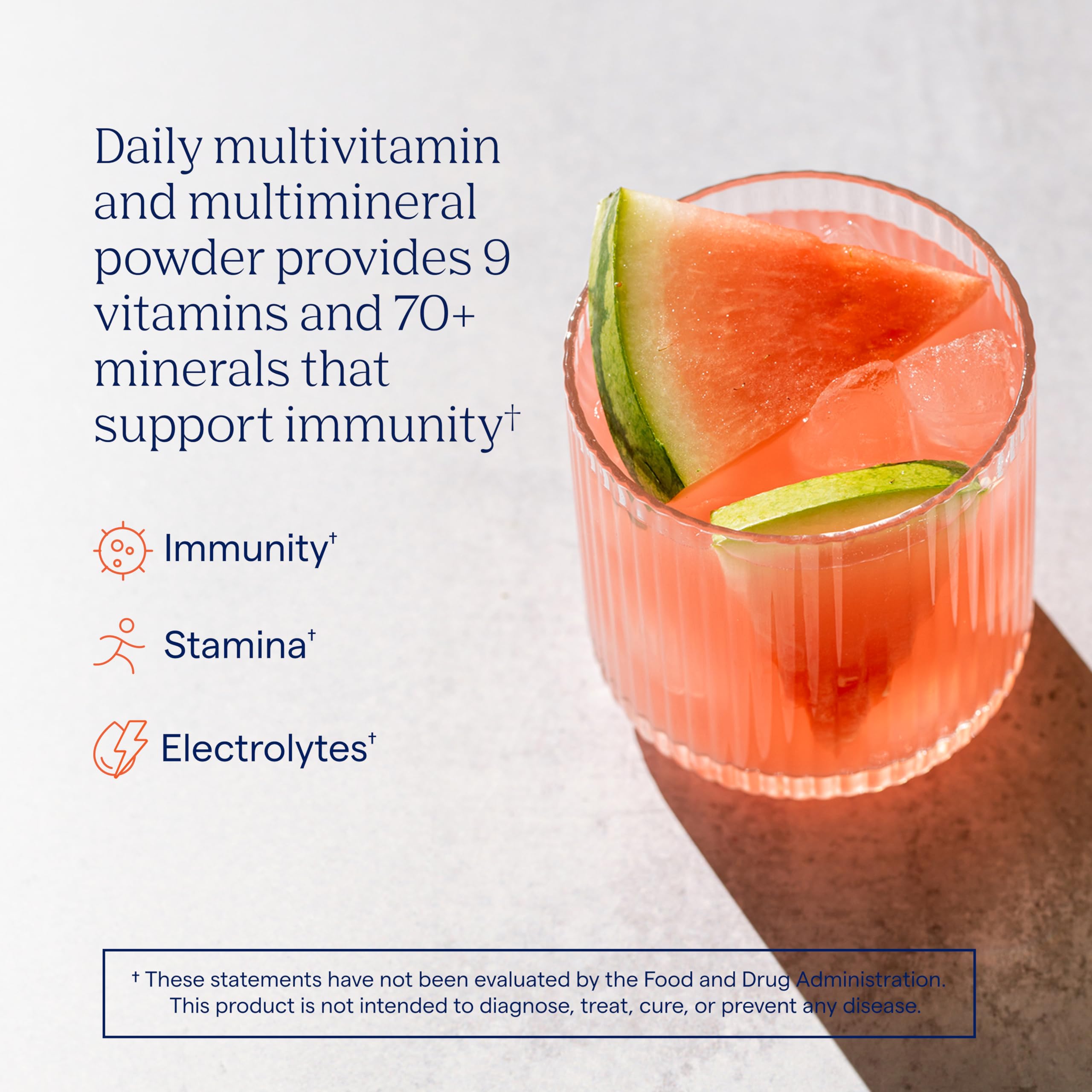 Trace Minerals Power Pak watermelon powder in a glass ready to refresh hydration