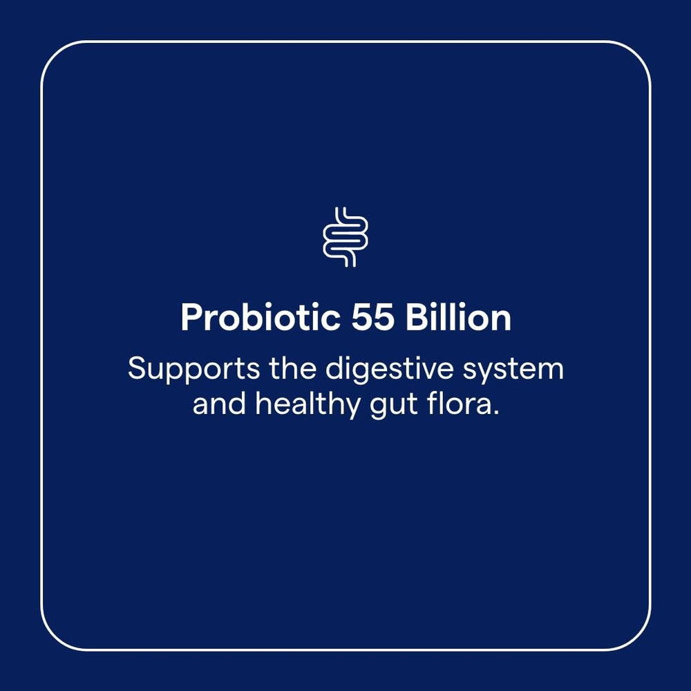 Trace Minerals Probiotic 55 Billion bottle back shows multi-strain blend details