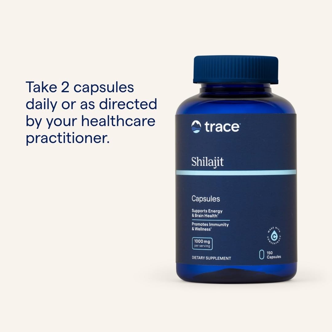 Trace Minerals Shilajit Capsules label highlights ConcenTrace minerals