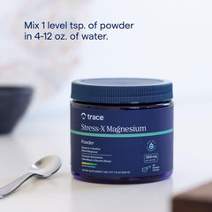 Trace Minerals Stress-X powder dissolving in water creates a refreshing drink.