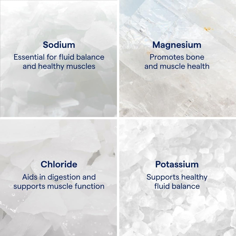 Trace Minerals Utah Sea Minerals being poured into a glass for easy daily hydration.
