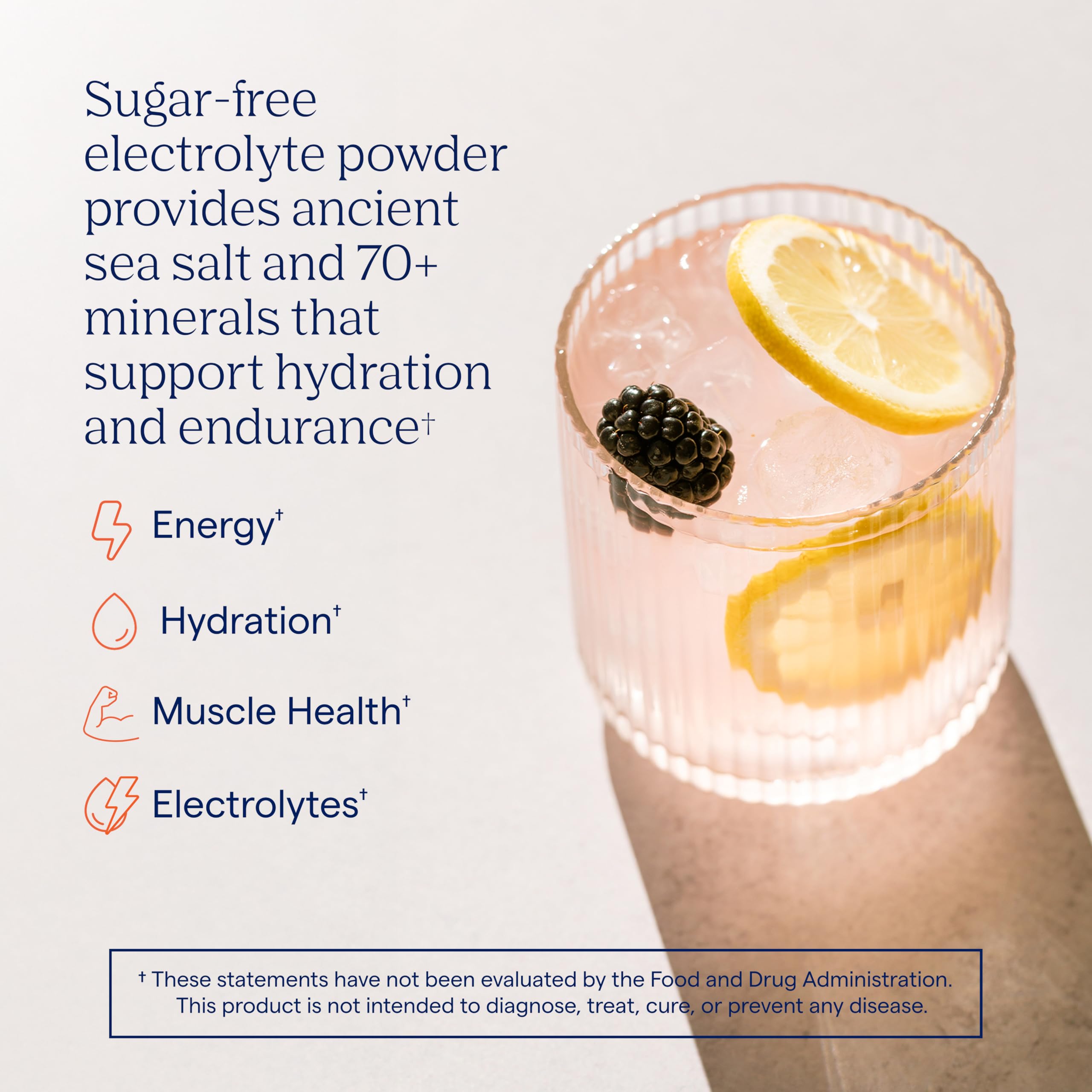 Trace Minerals ZeroLyte prepared glass with ice ready for quick hydration.