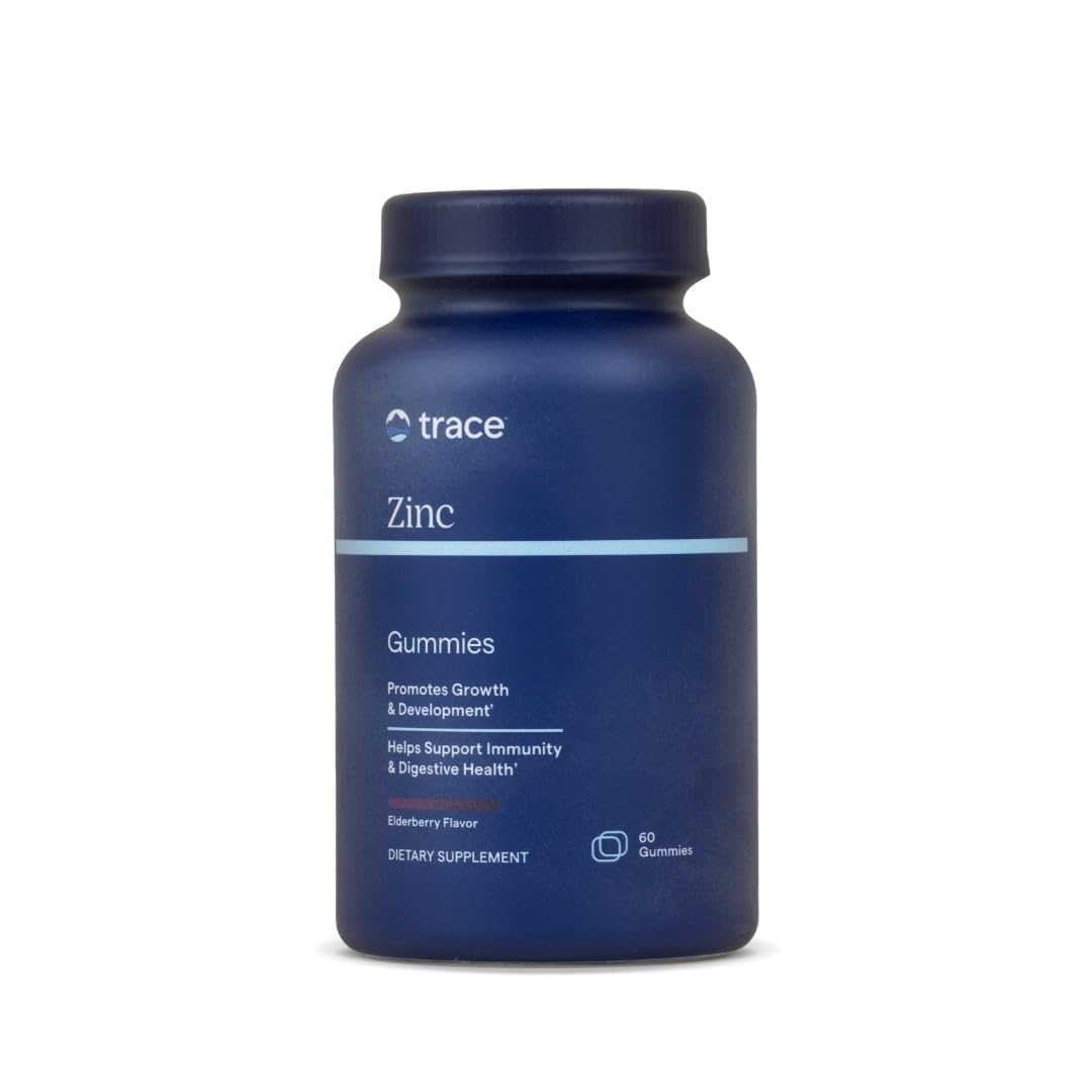 Trace Minerals Zinc Gummy bottle close-up highlighting immune support.