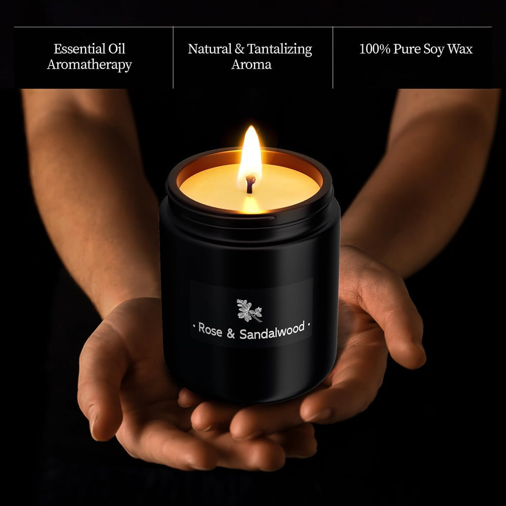 TranquilBliss candle lit in a cozy room for warm evenings.