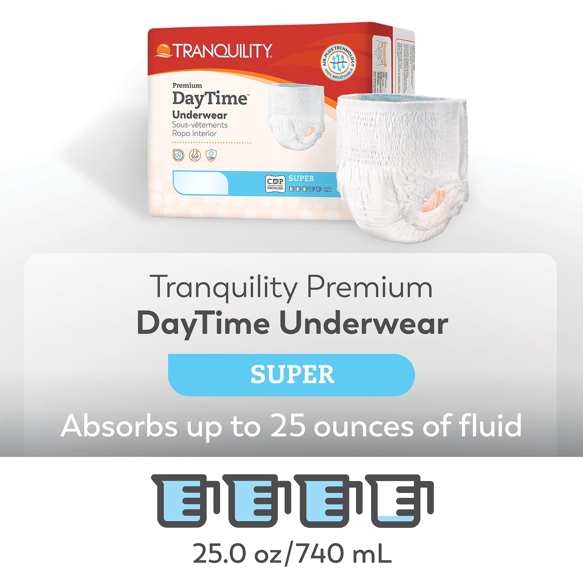 Tranquility Premium Daytime Underwear worn by model with slim, comfortable silhouette