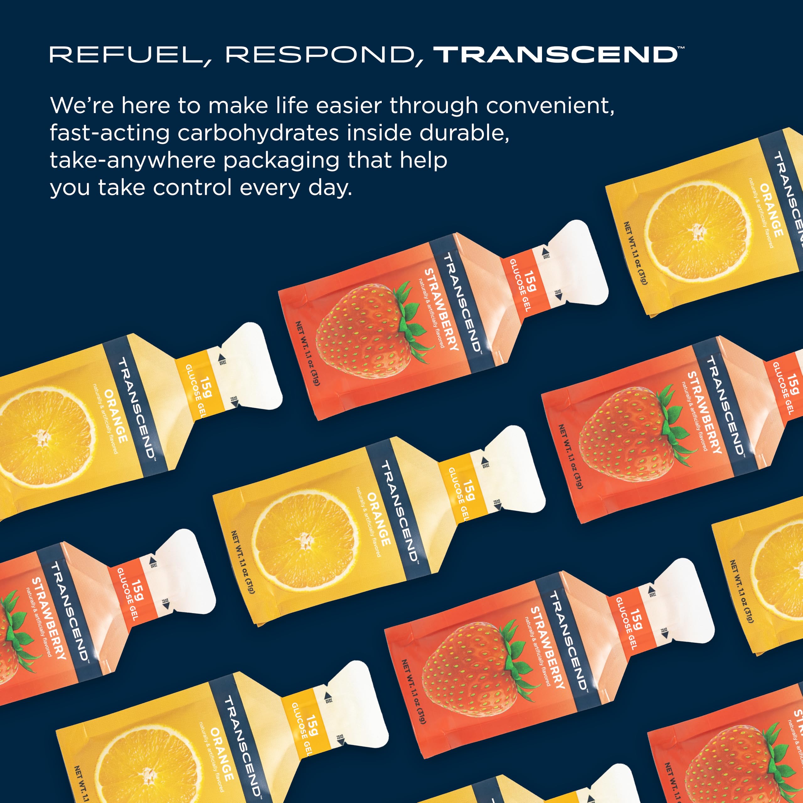 Transcend 1.1 oz gel sachet ready-to-use for warm-ups and races.