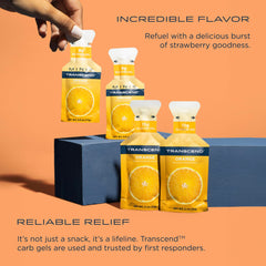 Transcend orange gel on-the-go pack ideal for steady energy during runs.
