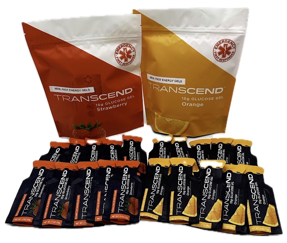 Transcend orange glucose gel pouch for quick energy on the move